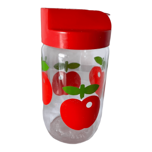 Bocal en verre Henkel décor pommes rouges bec verseur