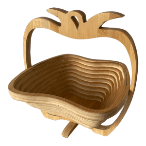 Corbeille à fruit en bois forme pomme pliable