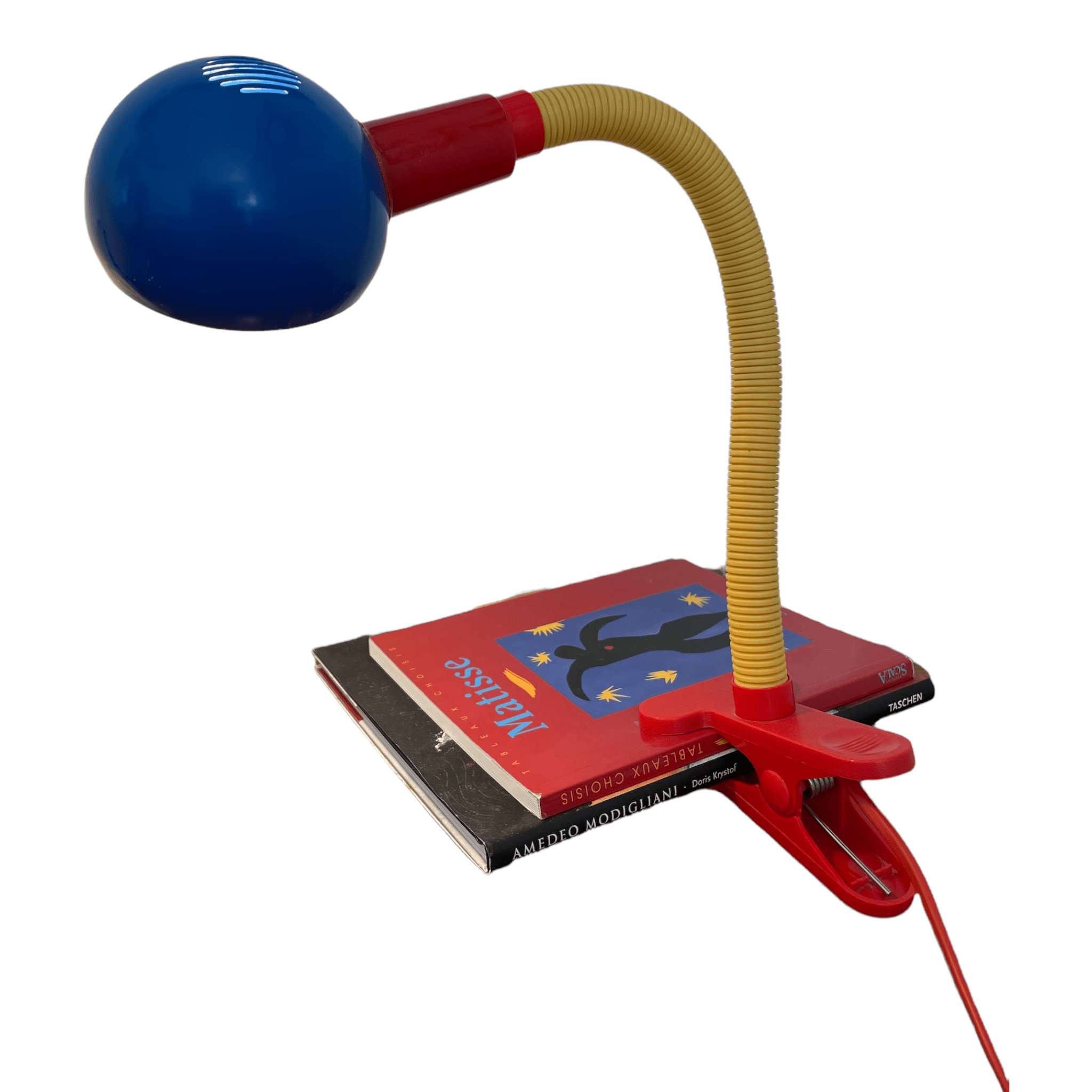 Lampe de bureau Veneta Lumi vintage Memphis tricolore à pince