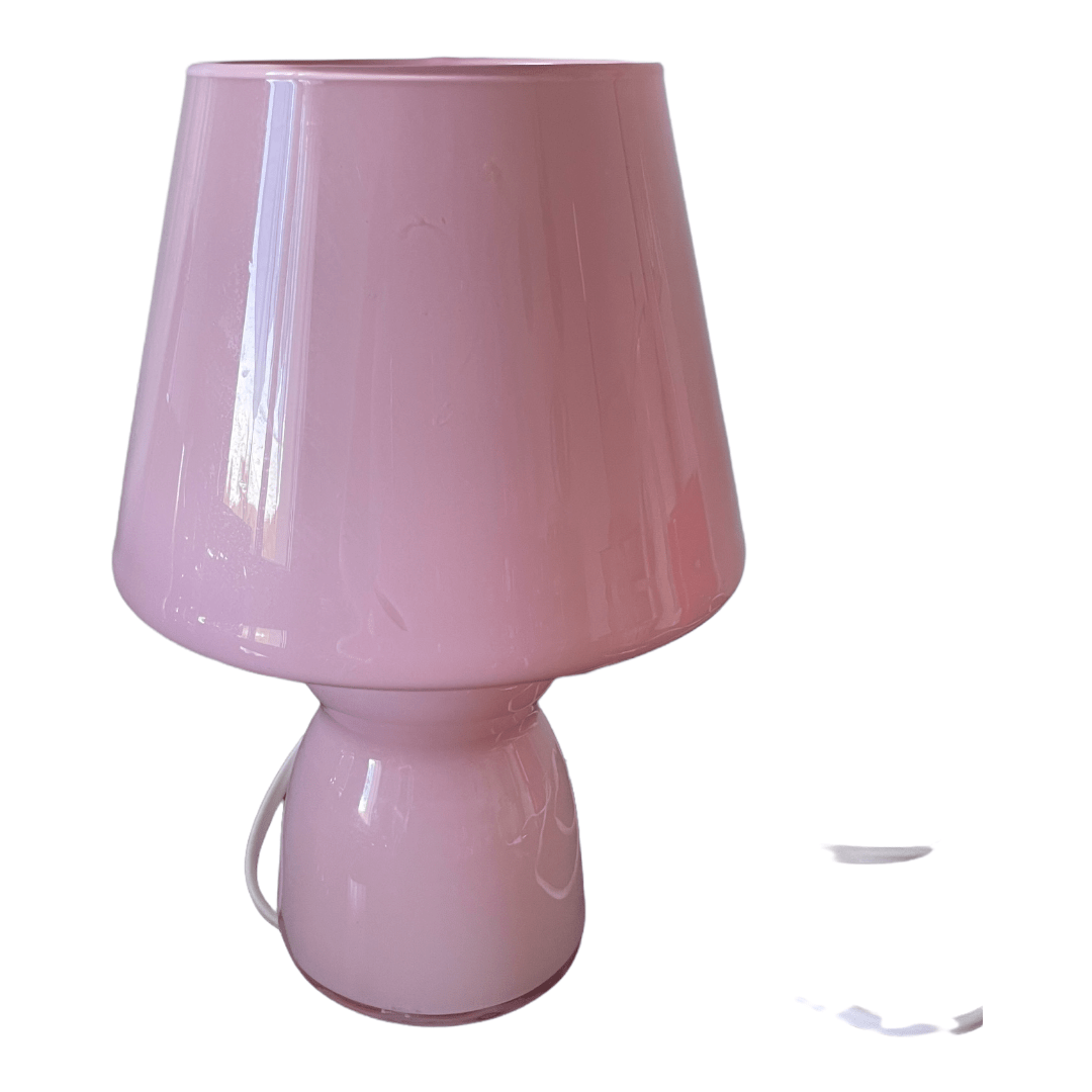 Lampe champignon en verre rose opaline