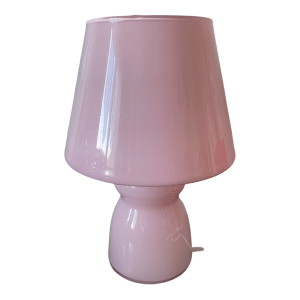Lampe champignon en verre rose opaline
