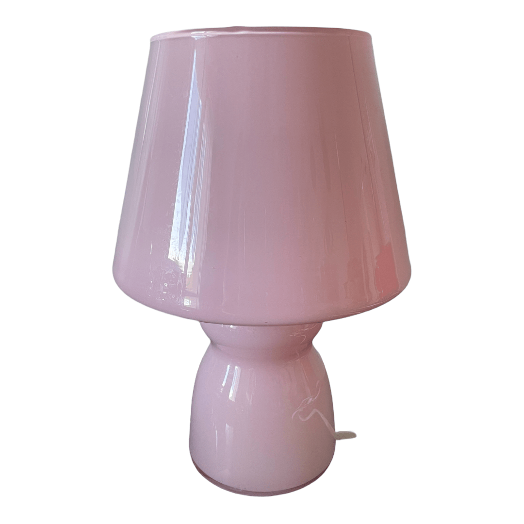 Lampe champignon en verre rose opaline