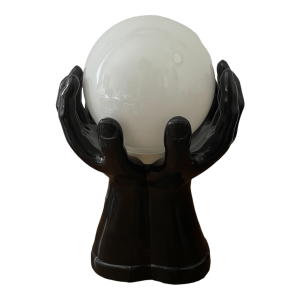 lampe vintage deux mains globe opaline