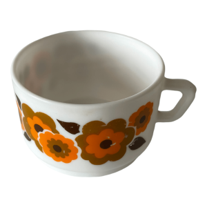 Tasse à chocolat Arcopal fleurs Lotus orange marron