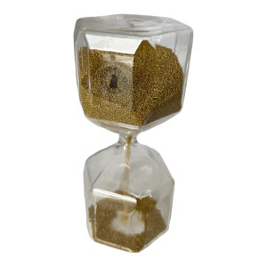 Sablier en verre soufflé hexagonal