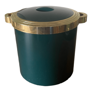Seau à glace vintage plastique vert et doré