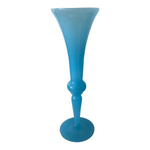 vase vintage opaline bleu