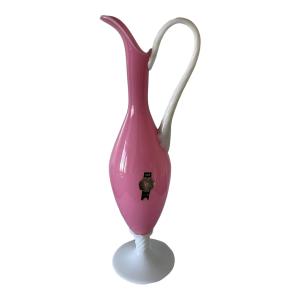 Grand vase aiguière opaline rose