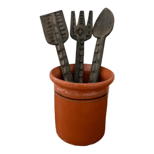 Set de 3 couverts en bois ébène sculpté art tribal africain