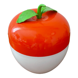 Pomme à glaçons plastique orange et blanc Veropam brocante en ligne