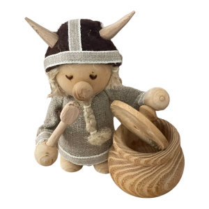 Viking danois en bois sculpté cuisinier et sa marmite brocante en ligne