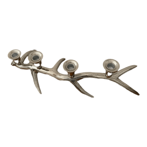 Chandelier vintage massif métal chrome bois de cerf