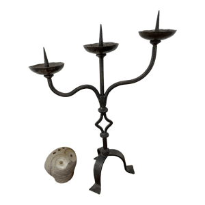 Bougeoir 3 branches chandelier fer forgé asymétrique
