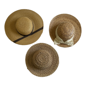3 chapeaux anciens large bord en paille
