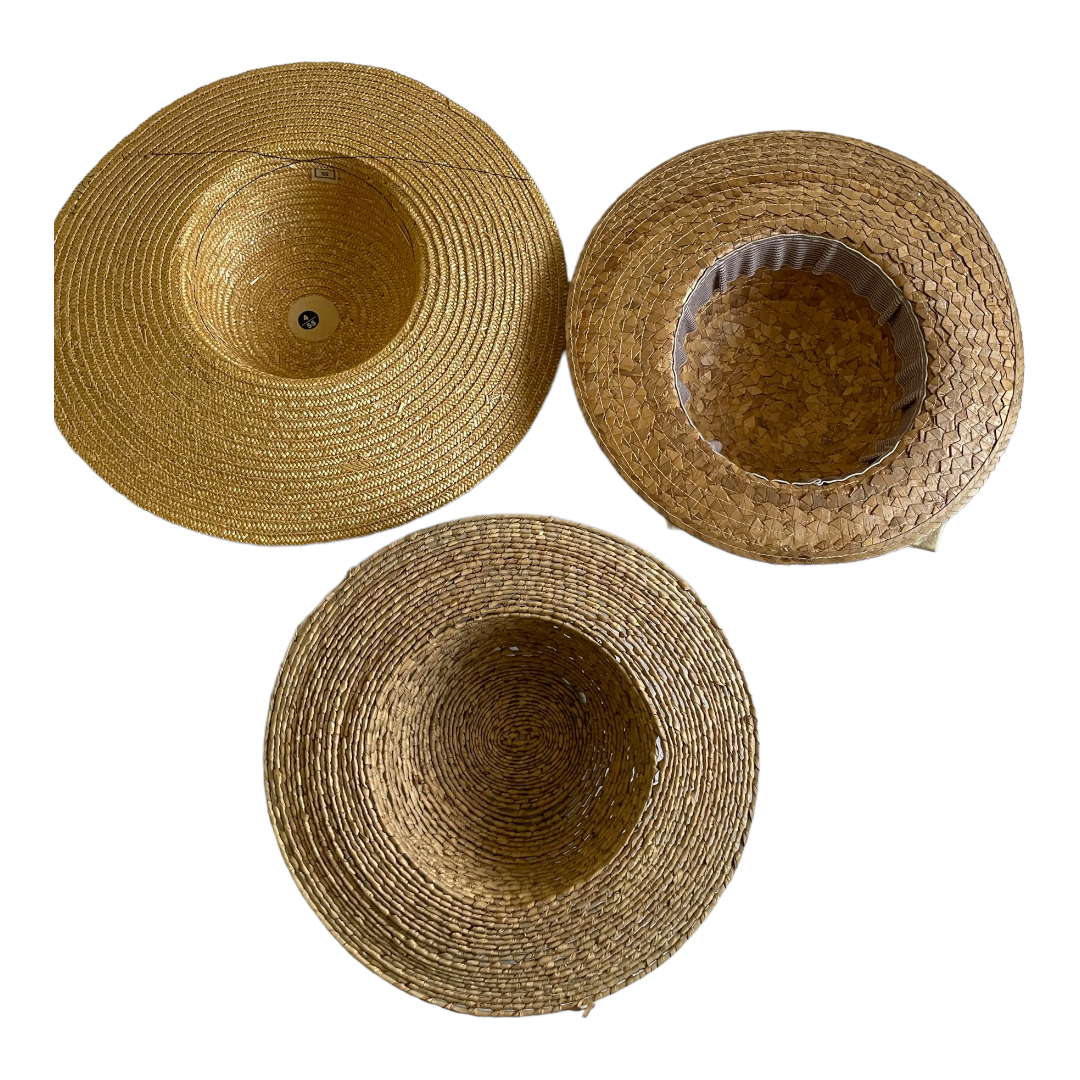 3 chapeaux anciens large bord en paille