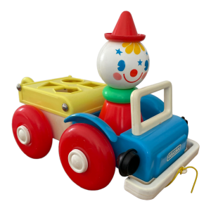 Jouet à tirer boite de formes voiture vintage Educalux clown