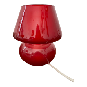 Lampe champignon en verre rouge