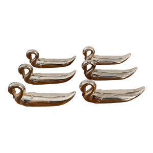 Porte couverts couteaux cygnes métal argenté par 6