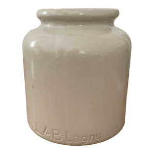 Pot à moutarde ancien Lab Lagny grès beige