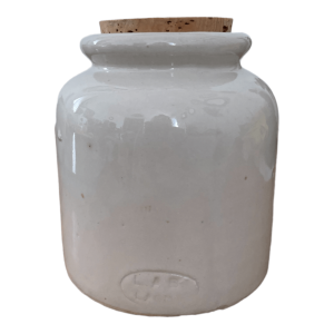Pot à moutarde ancien Lab Lagny grès beige avec bouchon de liège