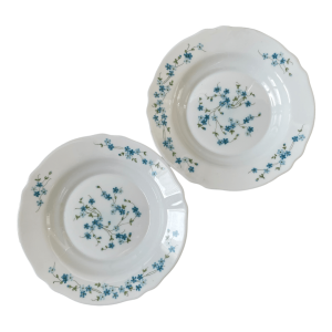 2 assiettes creuses arcopal myosotis décor Veronica