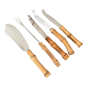 Set de service 5 couverts vintage inox et bambou