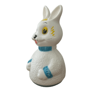 Jouet vintage Maréchal culbuto musical lapin pull bleu