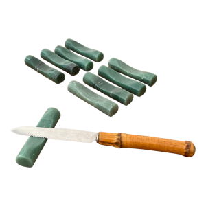 Porte couverts couteaux pierre verte aventurine par 9