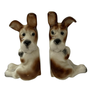 Serre-livres Fox Terrier art déco signés