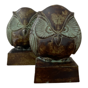 Serre-livres vintage en laiton hibou