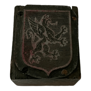 Tampon ancien blason lion ailé