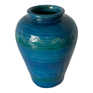 Vase céramique Bitossi bleu Rimini Italie