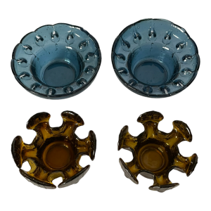 Bougeoirs scandinaves empilables en verre bleu marron