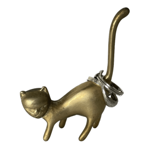 Chat vintage en laiton figurine porte bagues