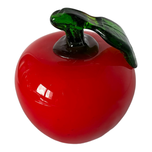 Pomme rouge en verre soufflé de Murano