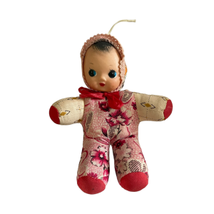 Poupée pouet tissu visage caoutchouc vintage dite Bella RPC 12cm