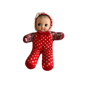 Poupée pouet tissu visage caoutchouc vintage dite Bella RPC 20cm
