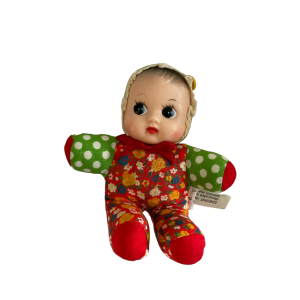 Poupée pouet tissu visage caoutchouc vintage dite Bella RPC 12cm