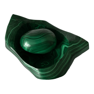Vide poche pierre sculptée malachite et oeuf