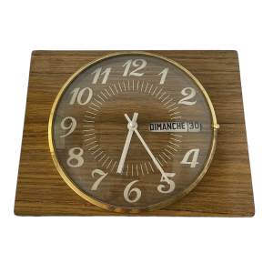 Pendule murale vintage dateur formica rectangulaire