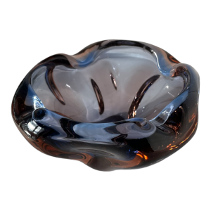 Vide poche en verre de Murano violet marron