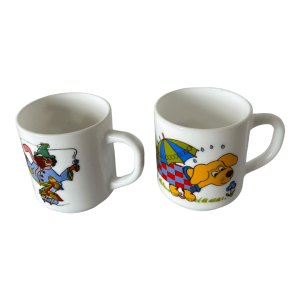 Lot de 2 Mugs Arcopal clown et chien saucisse