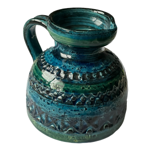 Vase anse céramique Aldo Lonsi Bitossi bleu Rimini