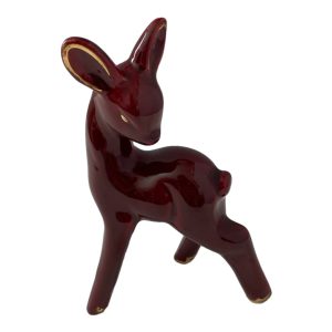 Statuette art déco vintage biche Bambi bordeaux et doré