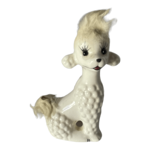 Statuette caniche figurine vintage en céramique