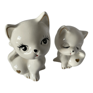 Duo de chats vintage en céramique