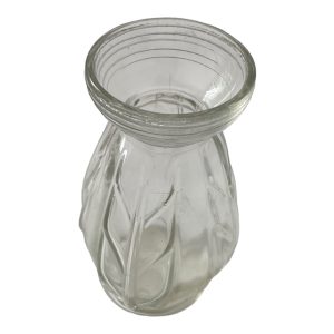 Vase à bulbe en verre à facettes art déco floral bord évasé