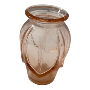 Vase à bulbe en verre rose art déco floral