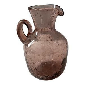 Petit vase pichet La Rochère en verre bullé violet