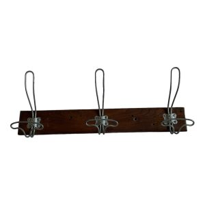 Patère porte manteau d'école vintage 1950 bois et métal